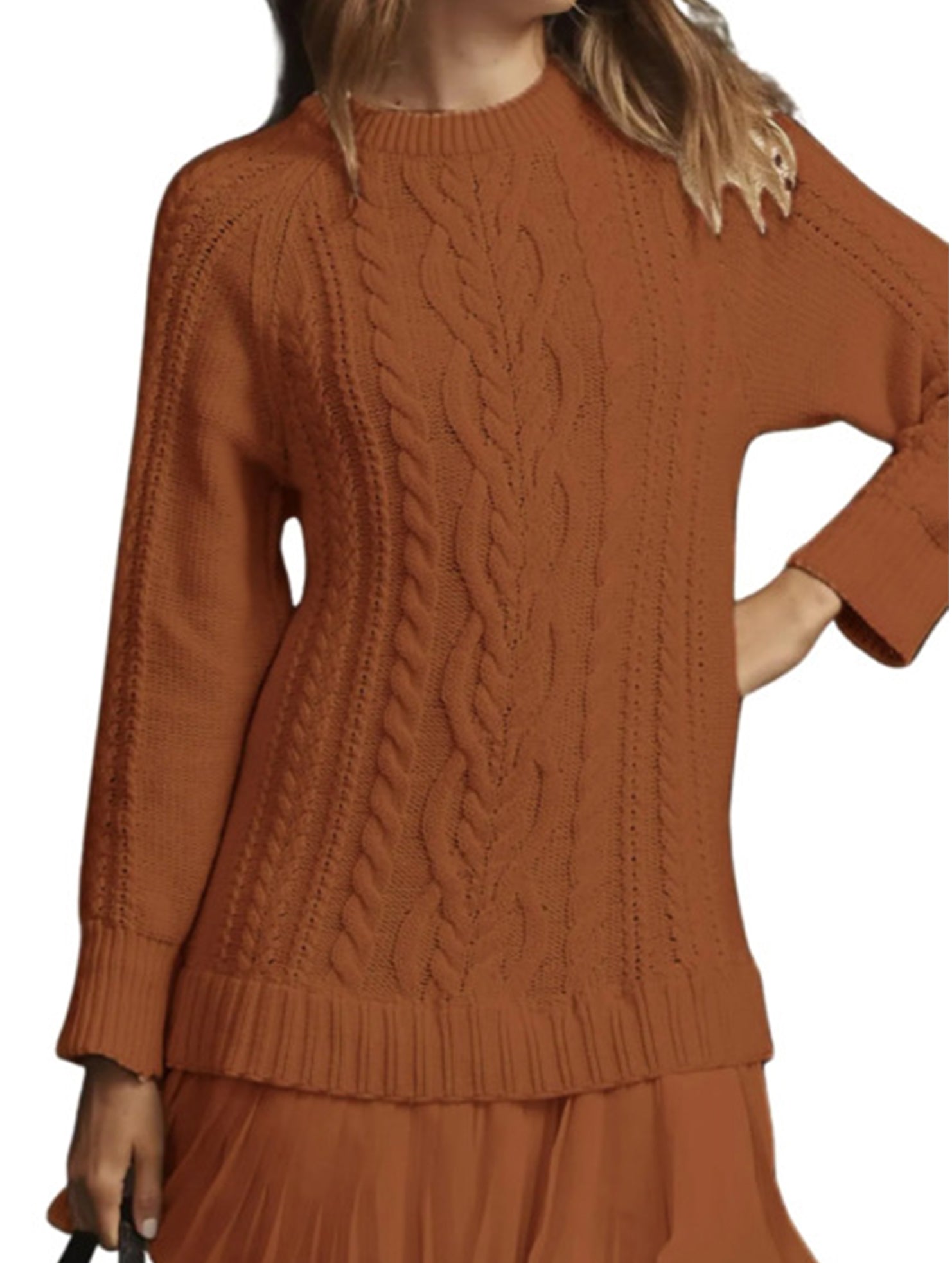 Anna-Berg | Cable Knit Chiffon Patchwork Dress