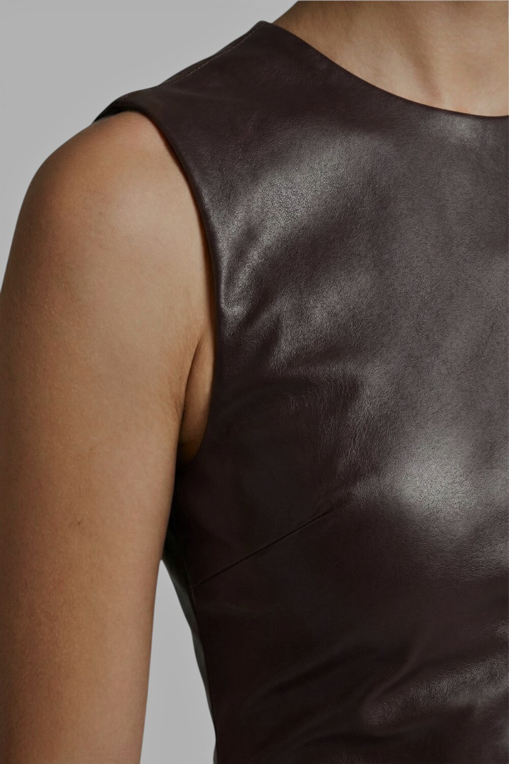 Anna-Berg | PU Leather Sleeveless Slim Fit Dress