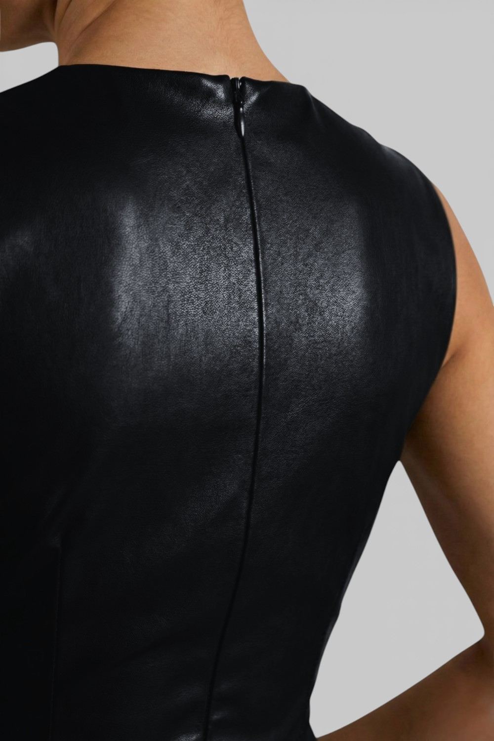Anna-Berg | PU Leather Sleeveless Slim Fit Dress