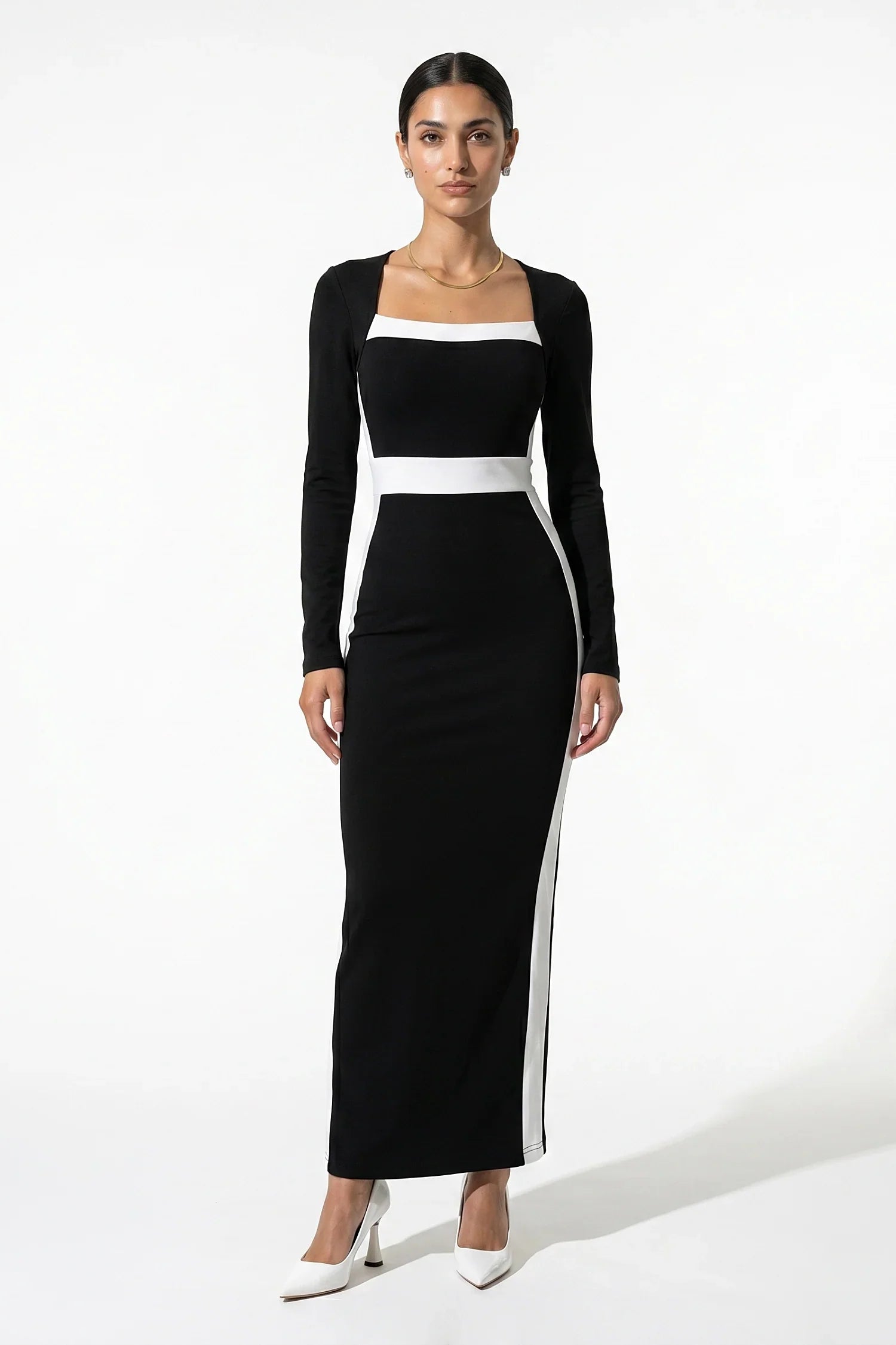 Anna-Berg | Bodycon Black And White Monochrome Dress