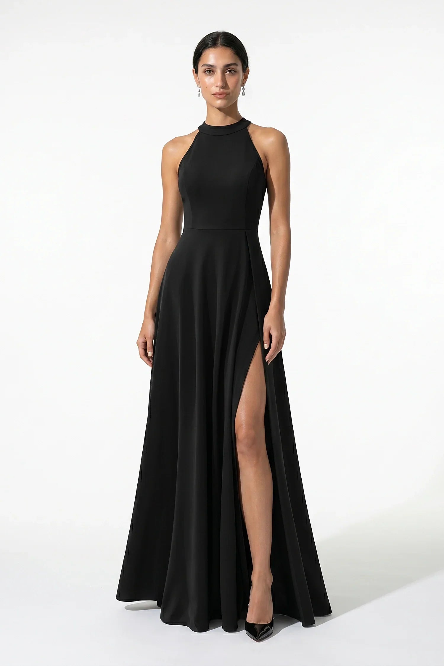 Anna-Berg | Sleeveless High Neck A-Line Side Dress