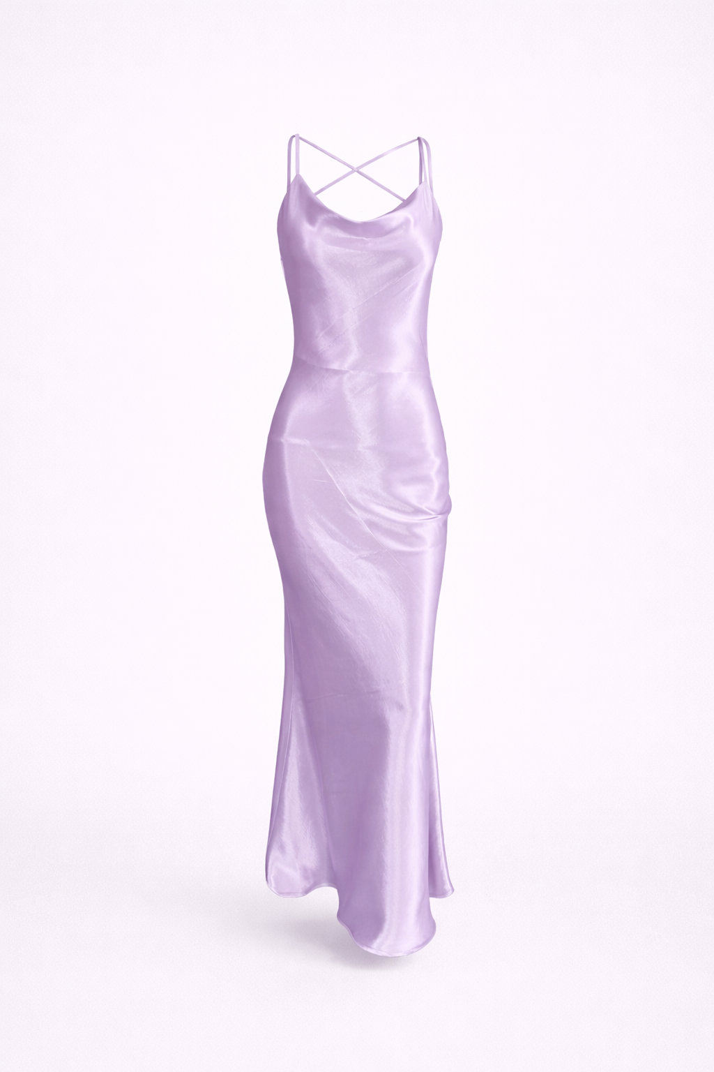 Anna-Berg | Gold Satin Cowl Neck Spaghetti Dress