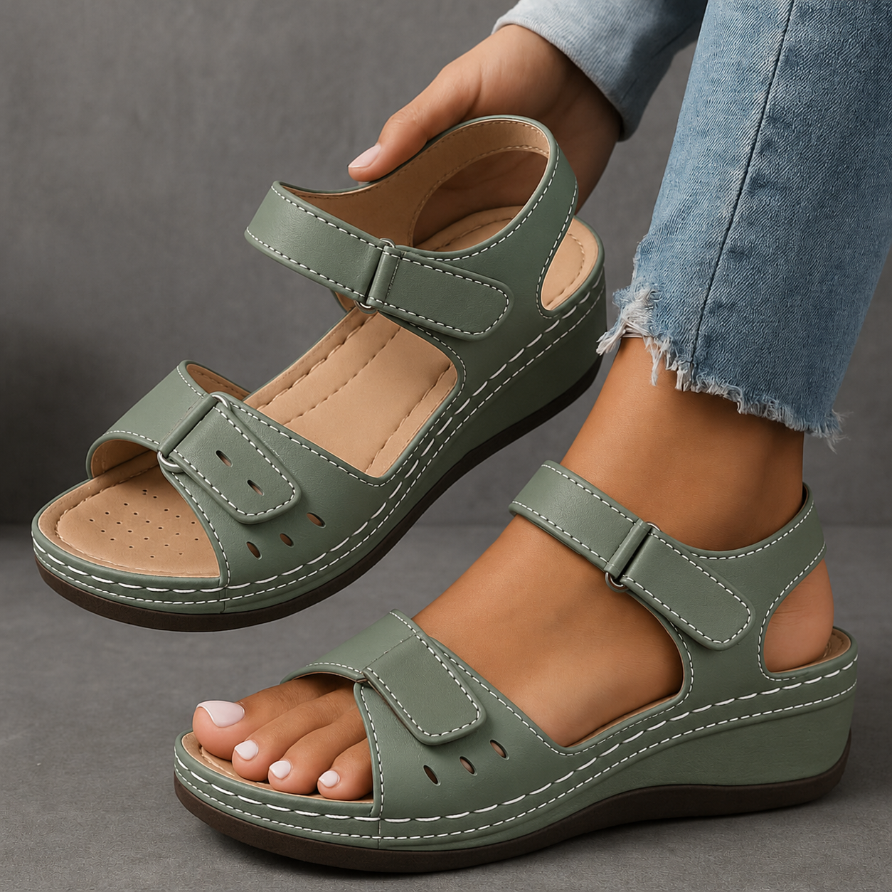 Anna-Berg | Refined Orthopedic Sandals With Wedge Heel