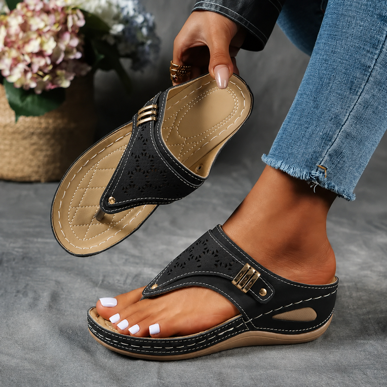 Anna-Berg | Graceful Orthopedic Cushioned Sandals with Graceful Drape