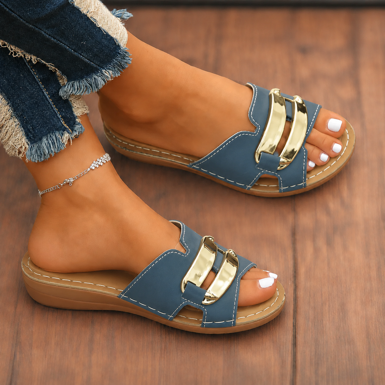 Anna-Berg | Romantic Cushioned Adjustable Buckle Sandals