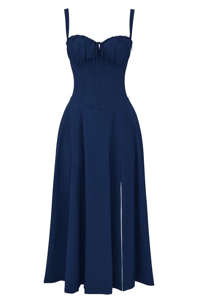 Anna-Berg | Midi Dress - Tailored Waist, Flowing Skirt