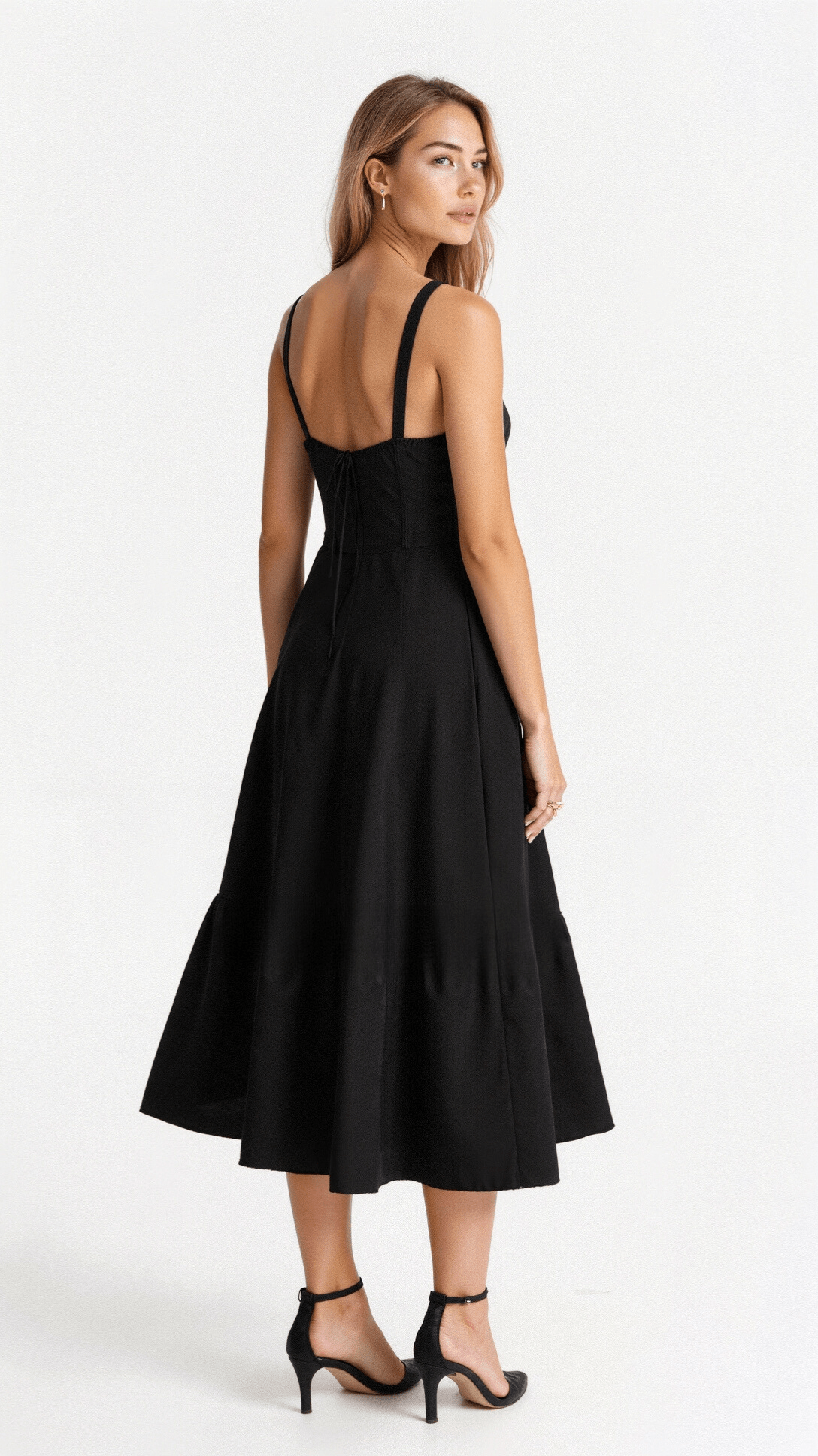 Anna-Berg | Midi Dress - Tailored Waist, Flowing Skirt