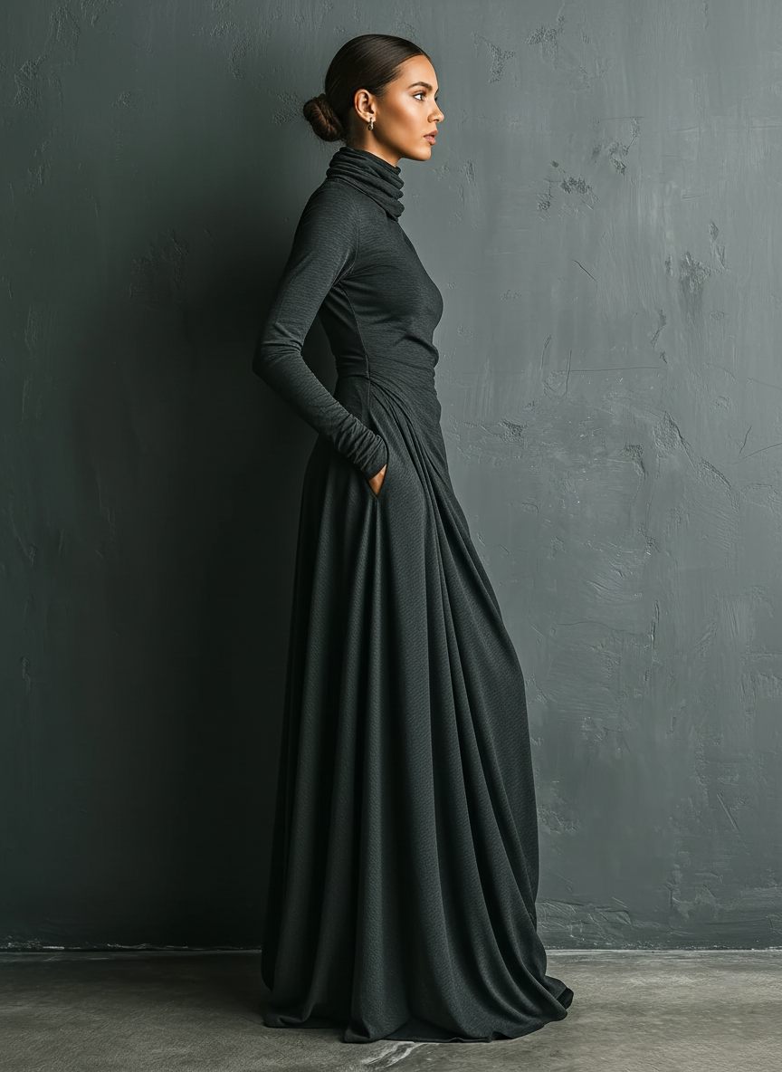 Anna-Berg | Cotton Turtleneck Evening Dress