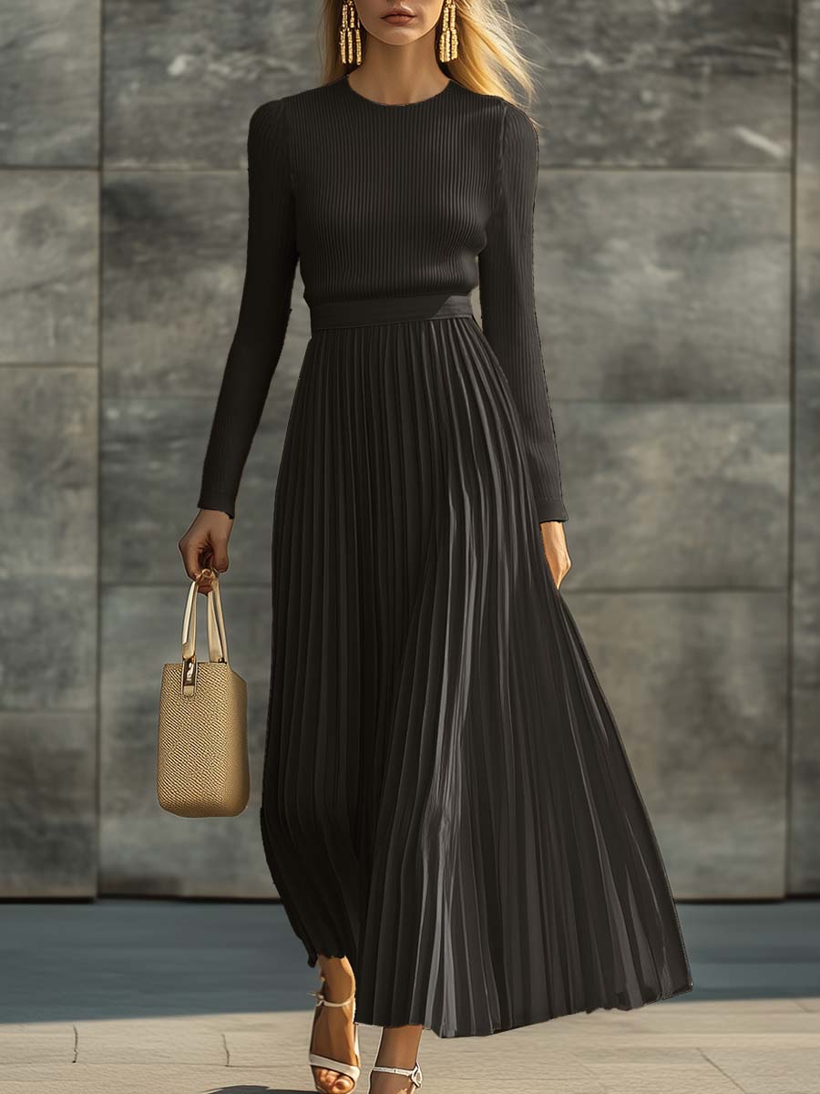 Anna-Berg | Cream Satin Pleated Casual Dress