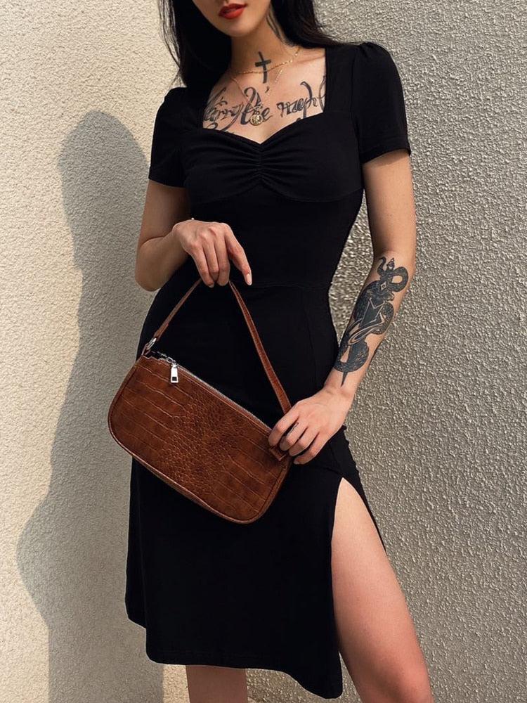 Anna-Berg | Dark Academia Leg Split Dress