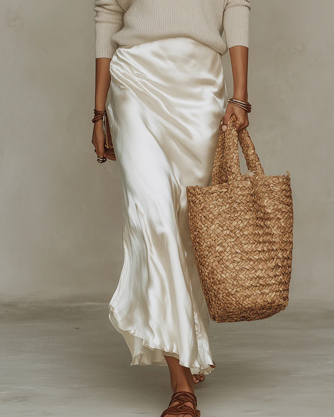 Anna-Berg | Statement Satin Midi Dress With Included Sweater