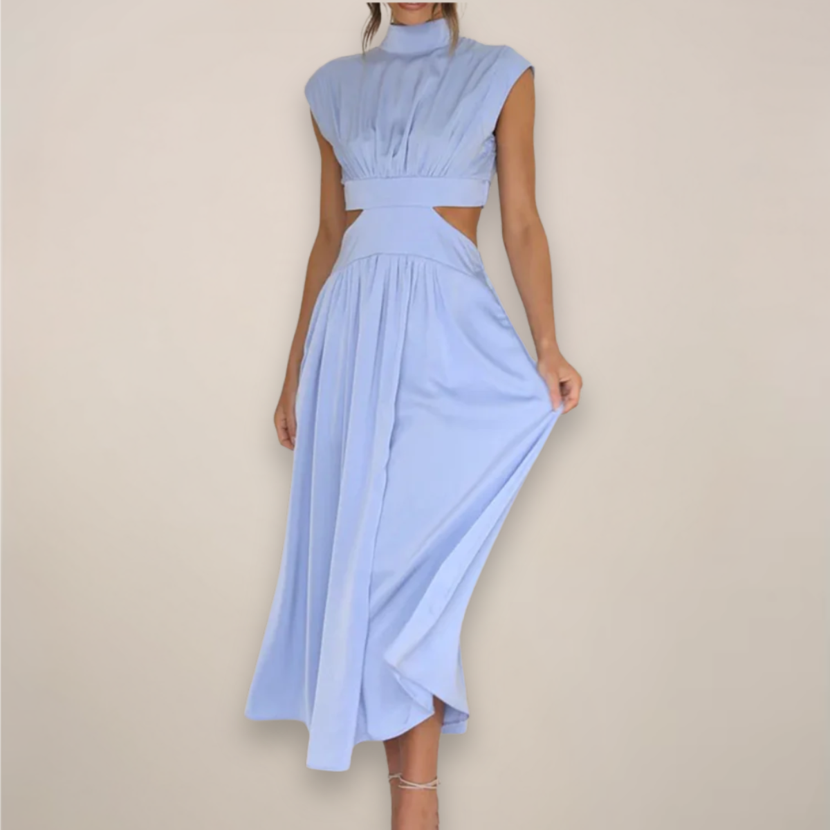 Anna-Berg | Maxi Dress, Cap Sleeves, Cut-Out Waist