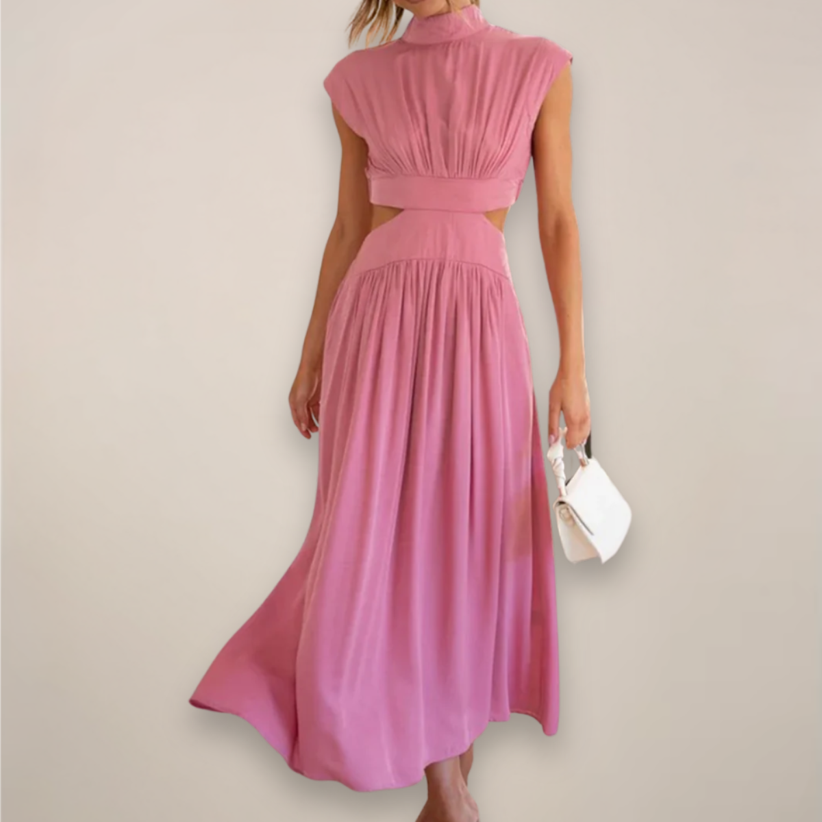 Anna-Berg | Maxi Dress, Cap Sleeves, Cut-Out Waist