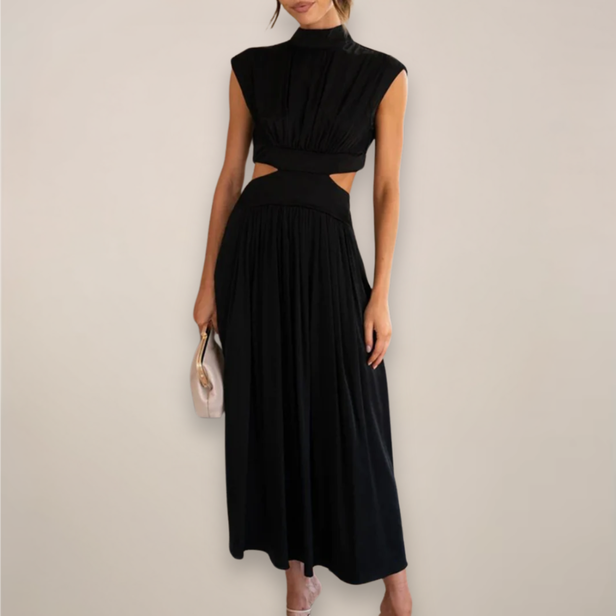 Anna-Berg | Maxi Dress, Cap Sleeves, Cut-Out Waist