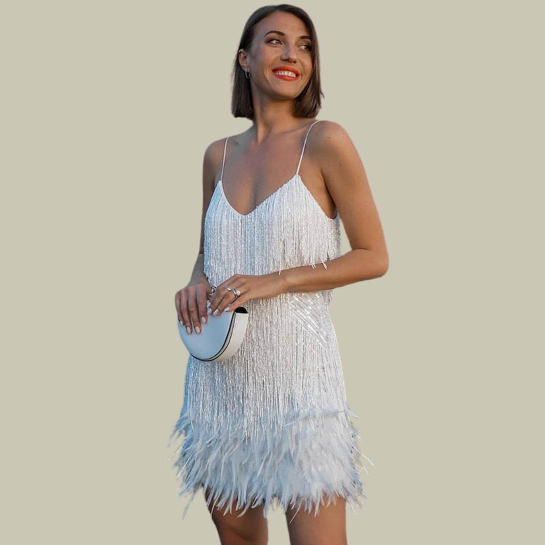 Anna-Berg | Mini Dress - Feather-Trim