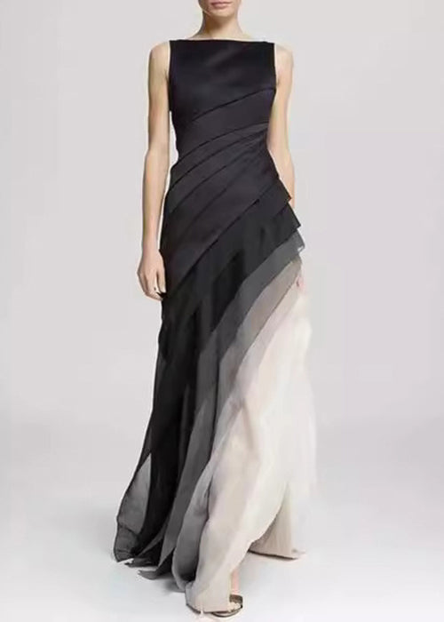 Anna-Berg | French Black High Waist Patchwork Dress