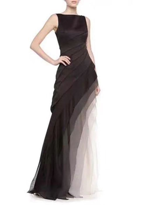 Anna-Berg | French Black High Waist Patchwork Dress