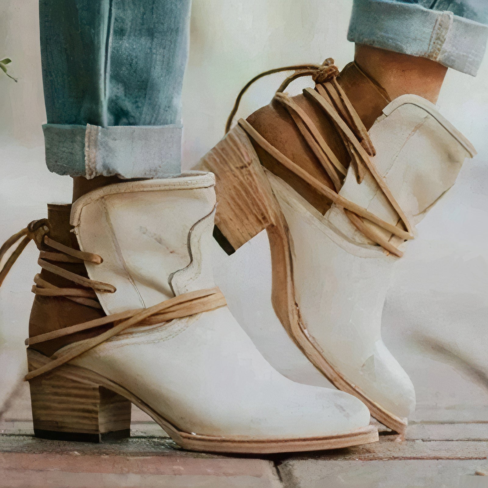 Anna-Berg | Ankle Boots – Leather – Western Style – Block Heel