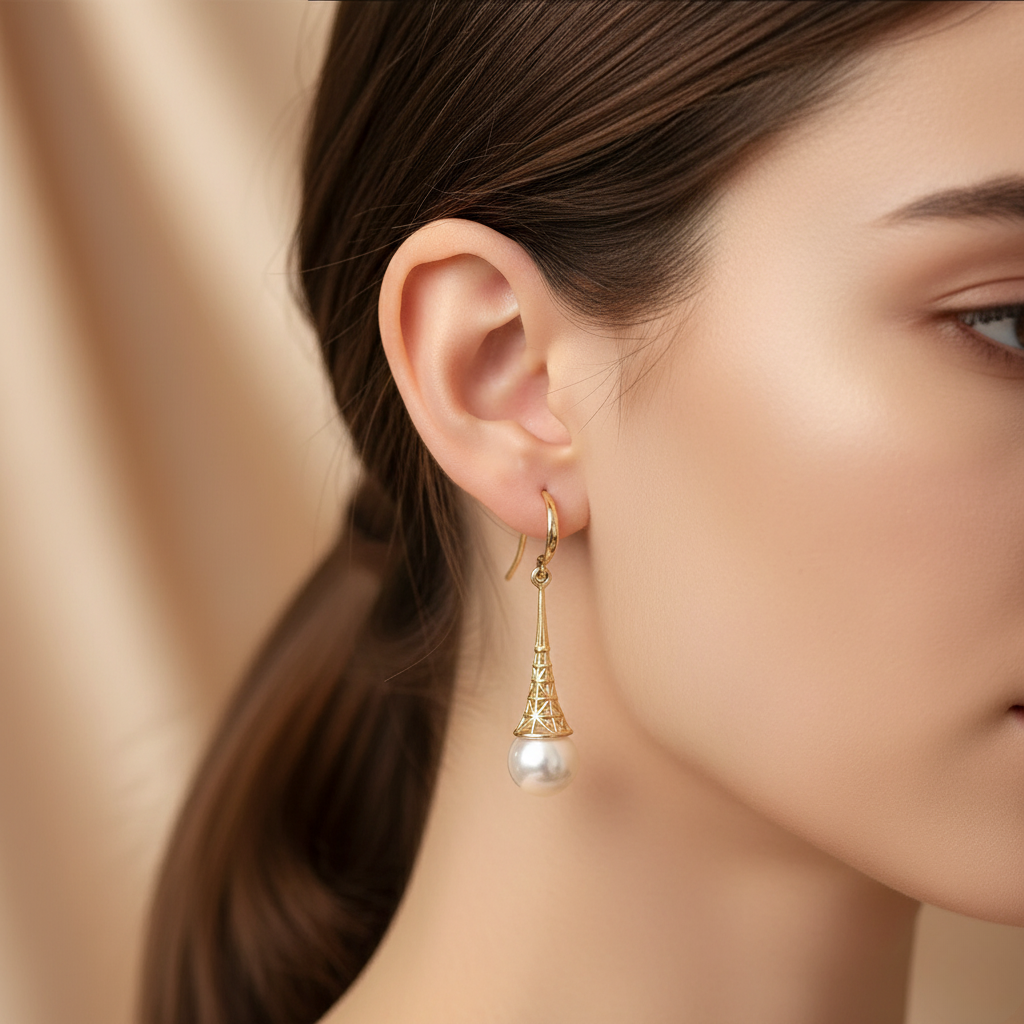 Vintage Pearl Earrings in Gold