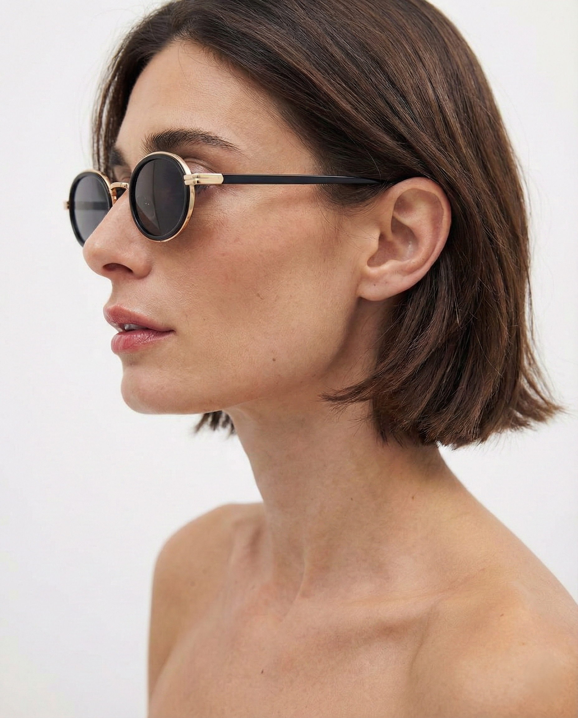 Anna-Berg | Black Polarized Round Metal Sunglasses