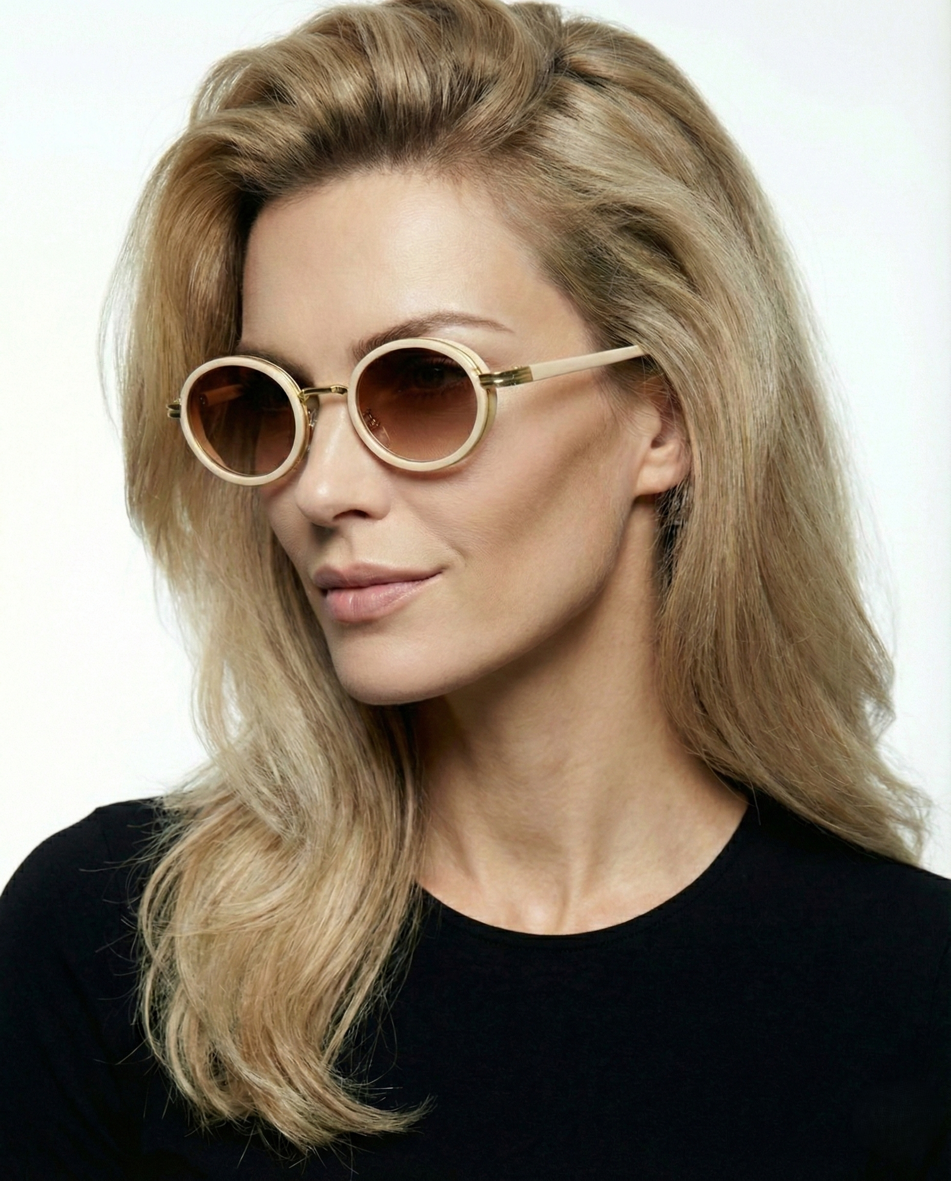 Anna-Berg | Black Polarized Round Metal Sunglasses