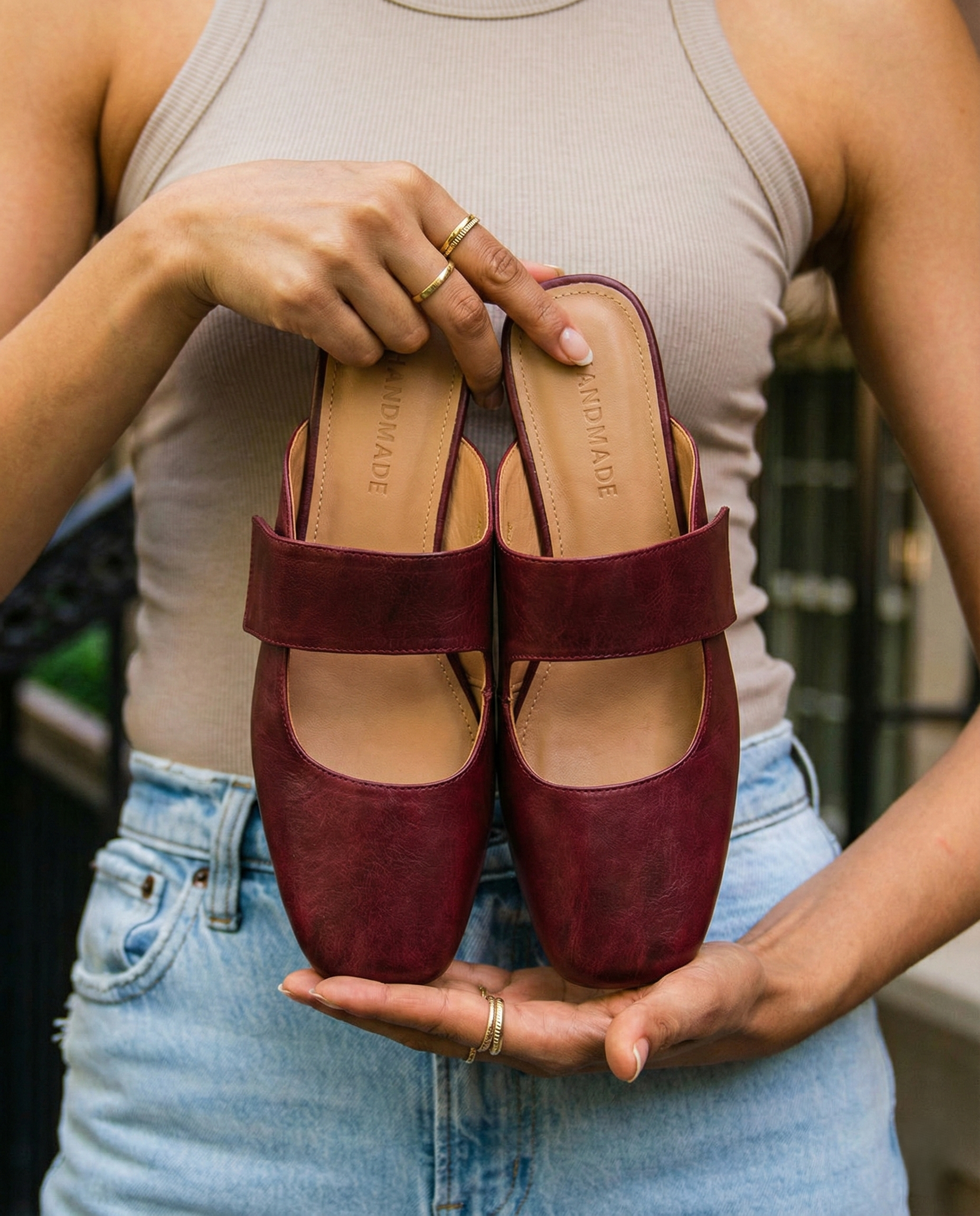 Anna-Berg | Black Square Toe Chunky Heel Leather Mules