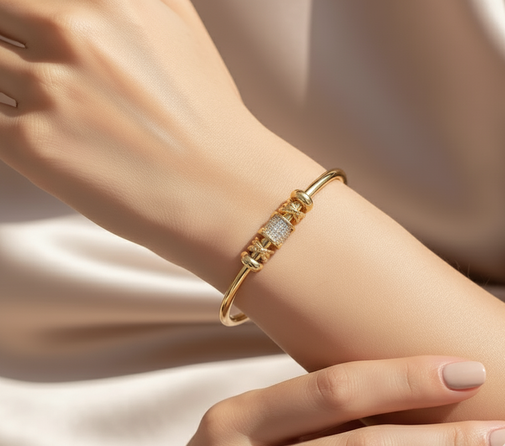 Adjustable Bracelet with Golden Charms