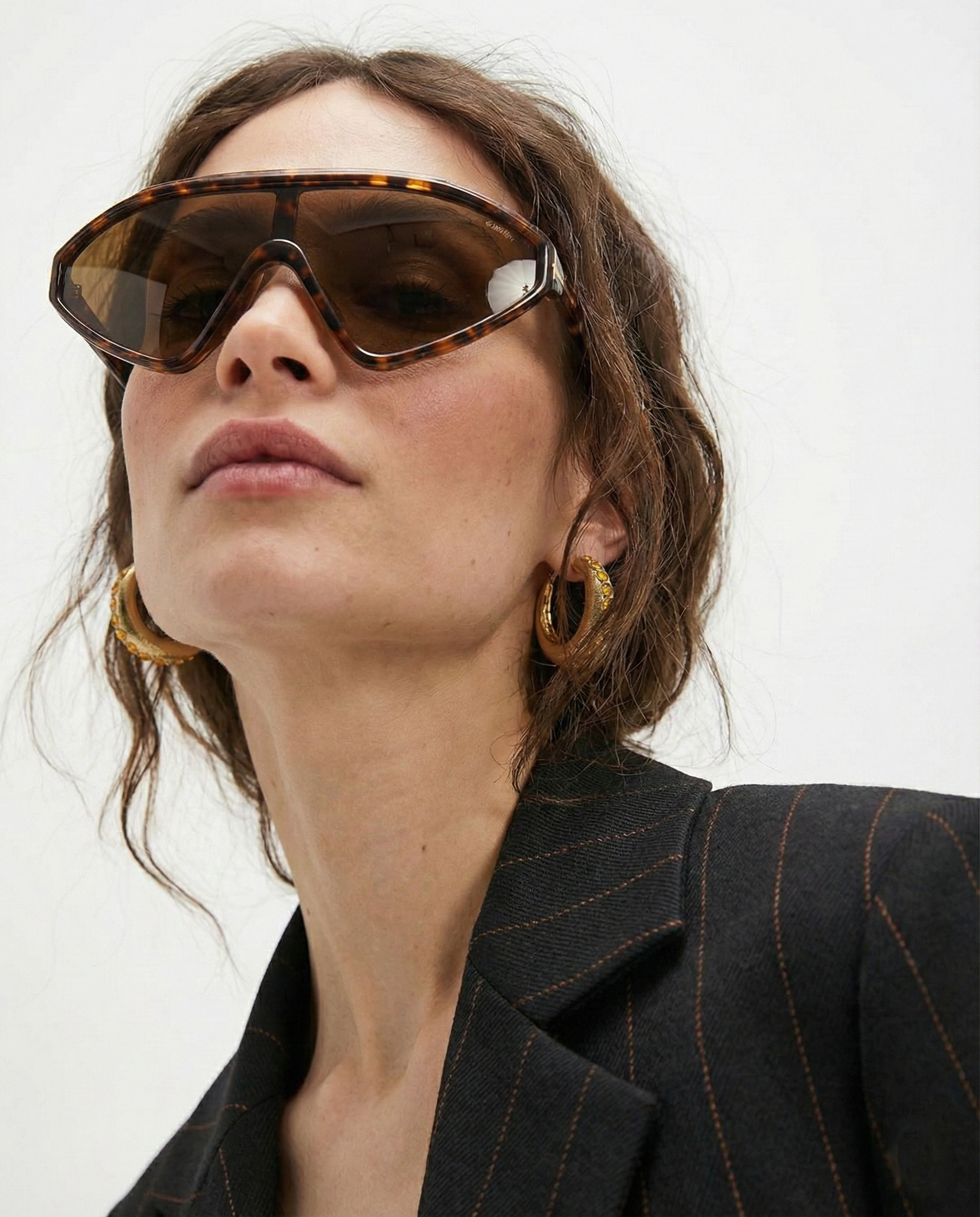 Anna-Berg | Black Angled Acetate Sunglasses