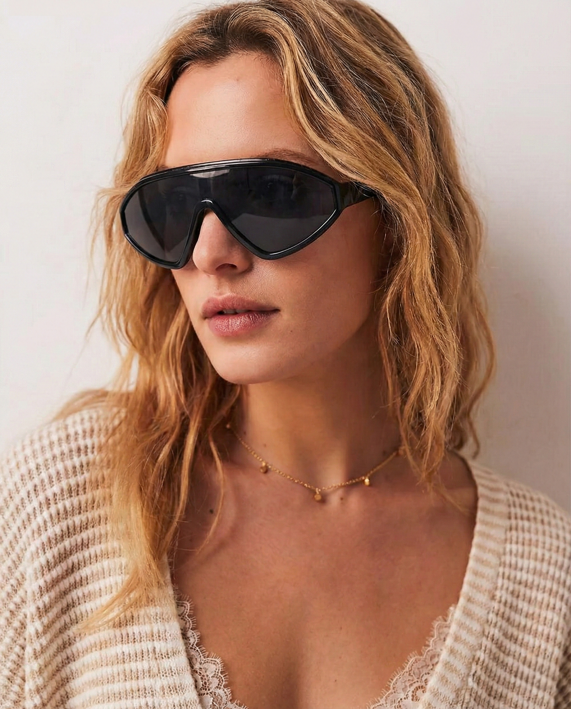 Anna-Berg | Black Angled Acetate Sunglasses