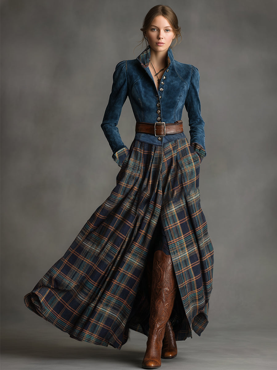 Anna-Berg | Blue Faux Suede Casual Dress
