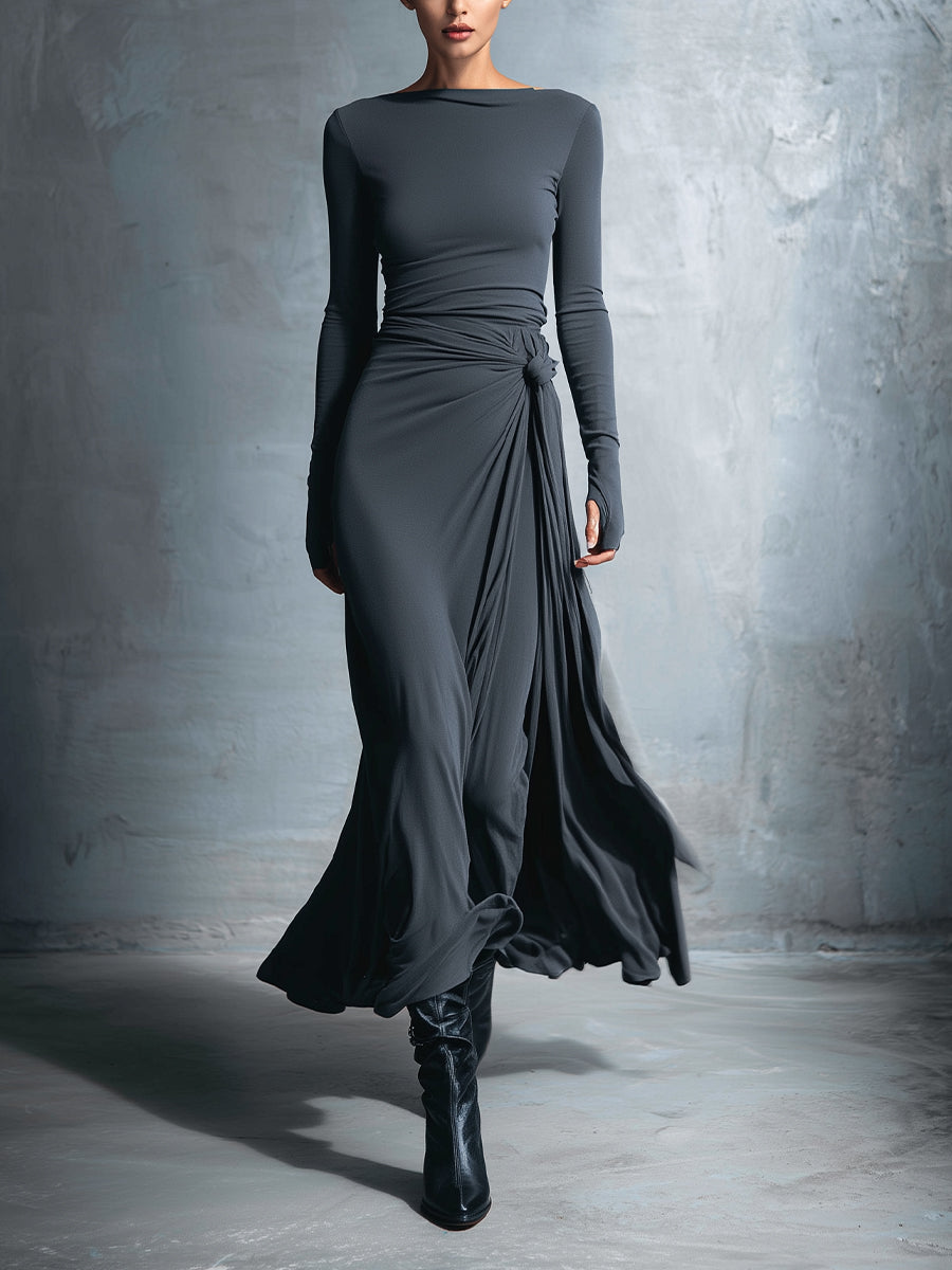 Anna-Berg | Grey Knit Wrap Dress