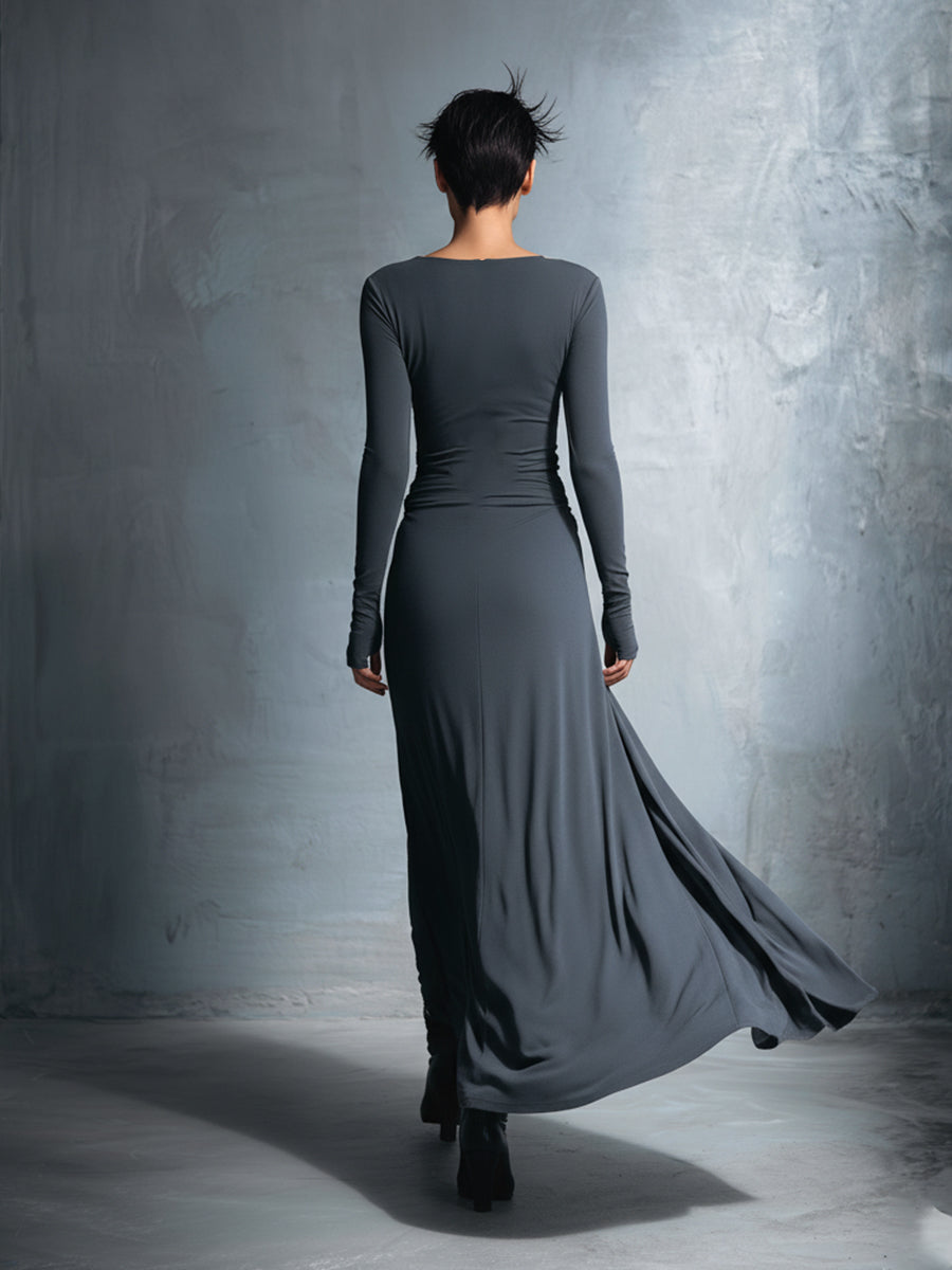 Anna-Berg | Grey Knit Wrap Dress