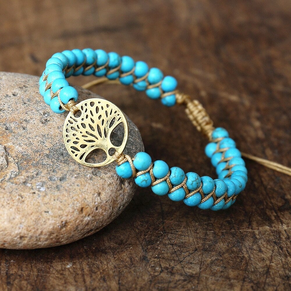 Bracelet Tree of Life Handcrafted Turquoise Stone