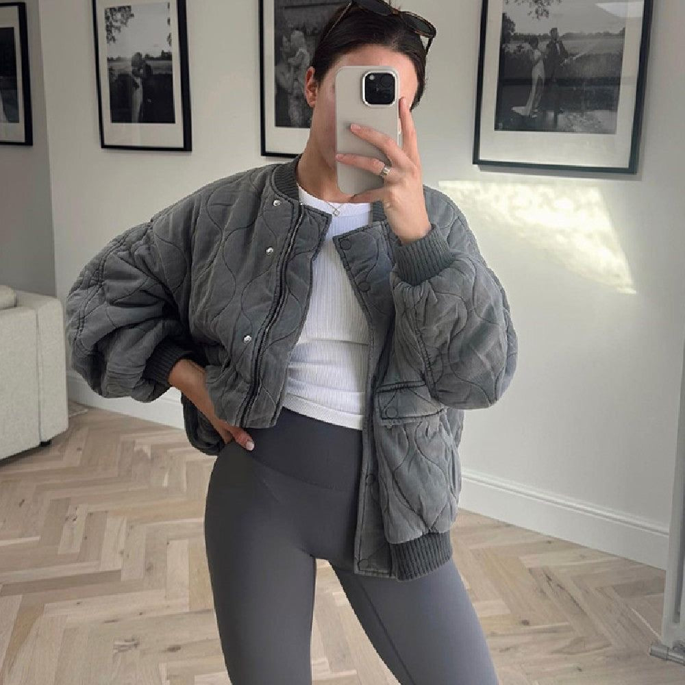 Anna-Berg | Women's Oversized Quilted Bomber Jacket