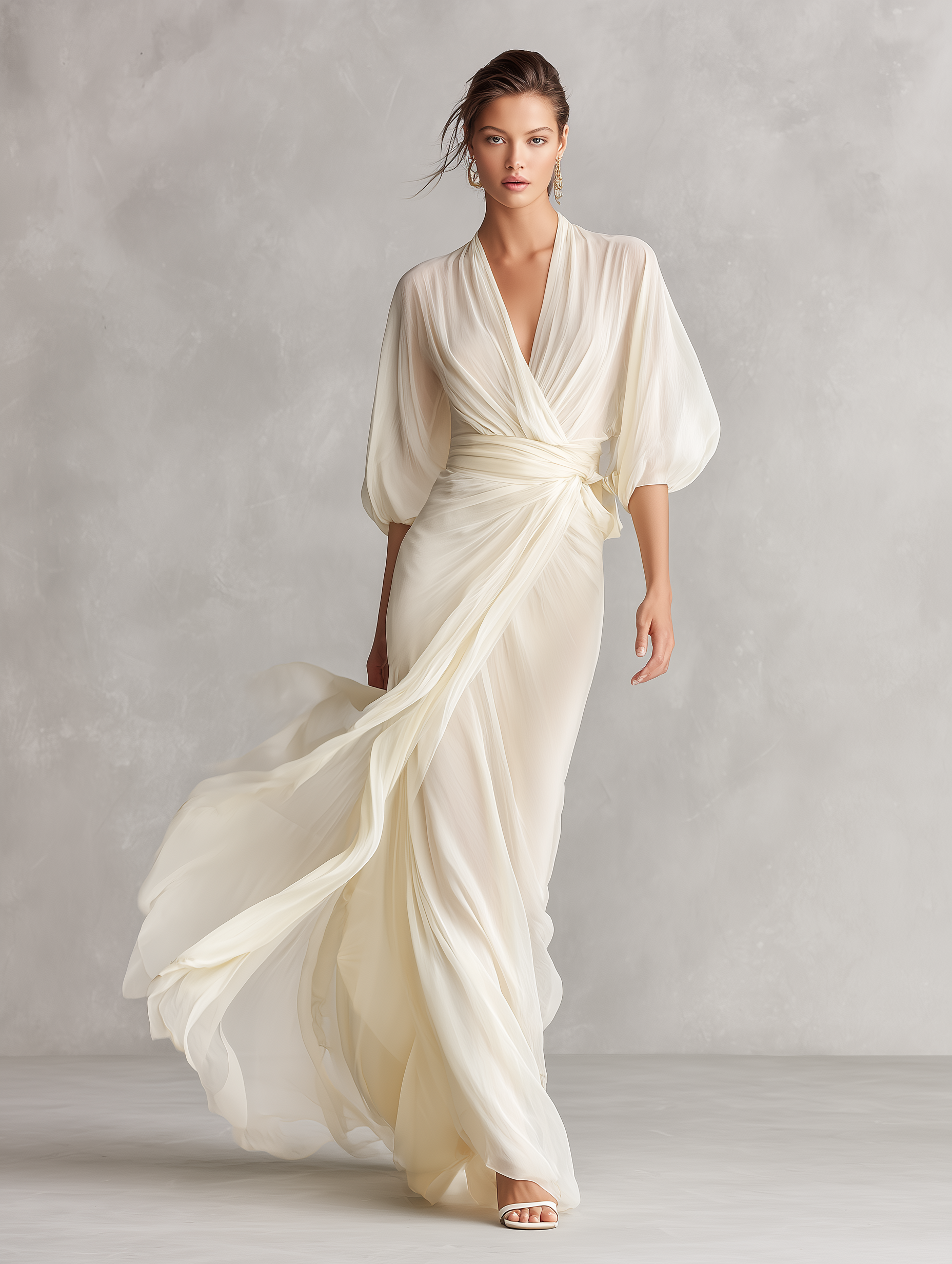 Anna-Berg | Ivory Chiffon Wrap Dress