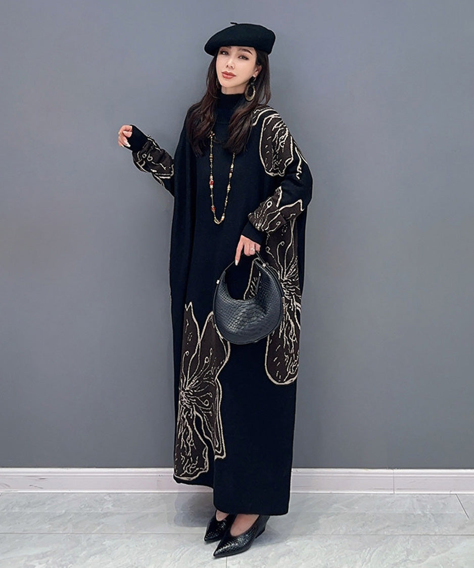 Anna-Berg | Floral Motif Knit Long Dress