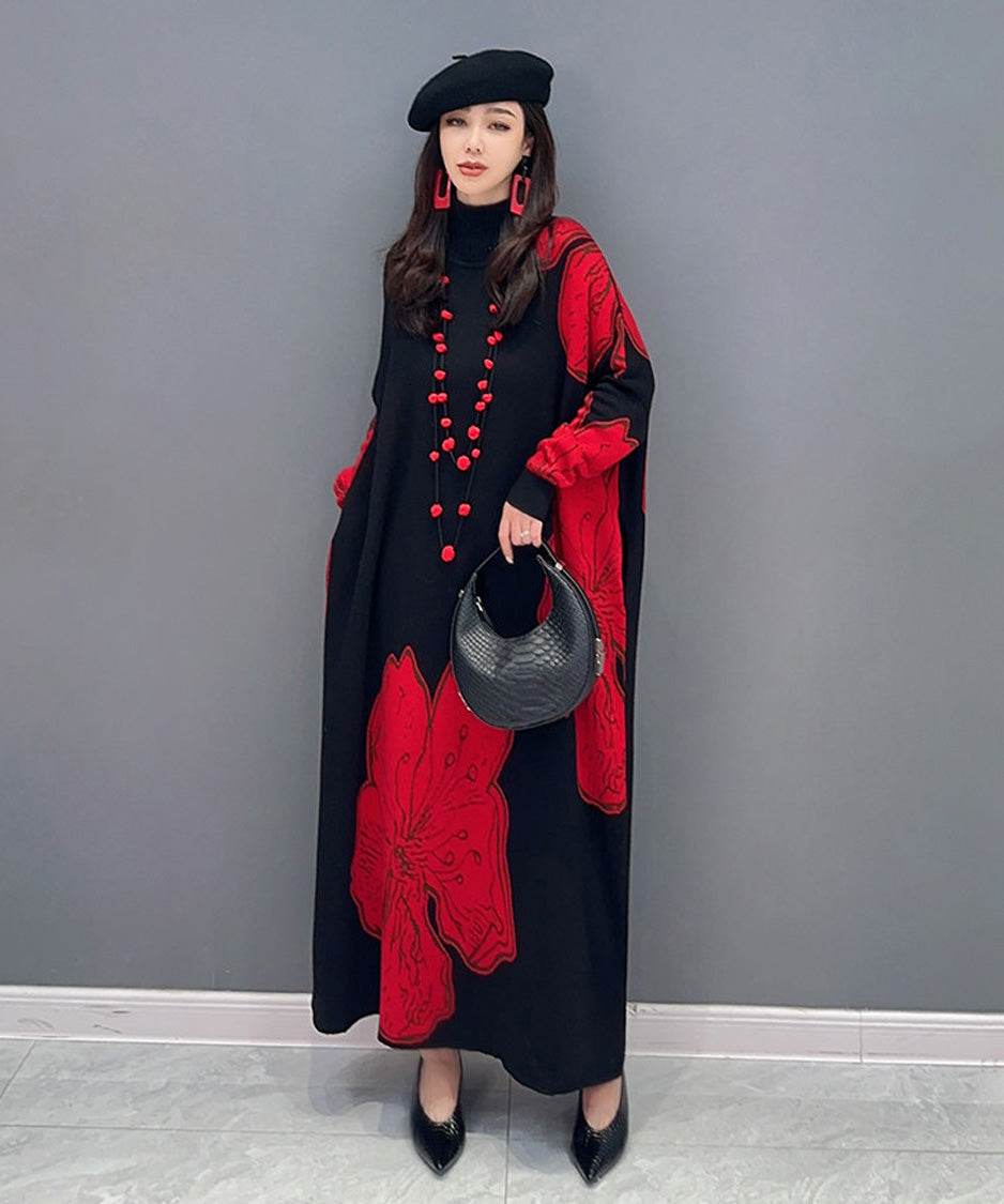 Anna-Berg | Floral Motif Knit Long Dress