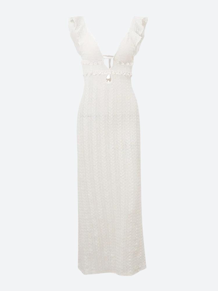 Anna-Berg | Lace Backless Plunge Neck Dress