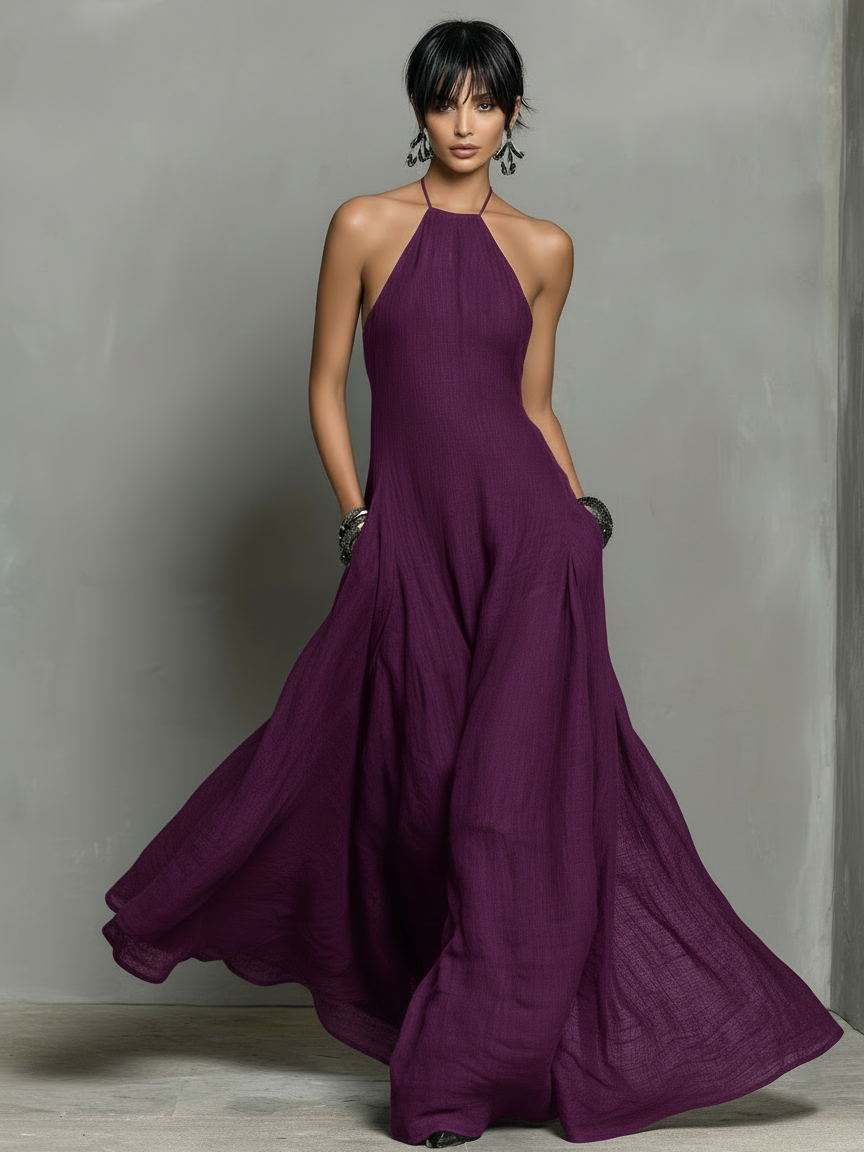 Anna-Berg | Linen Halter Neck Dress