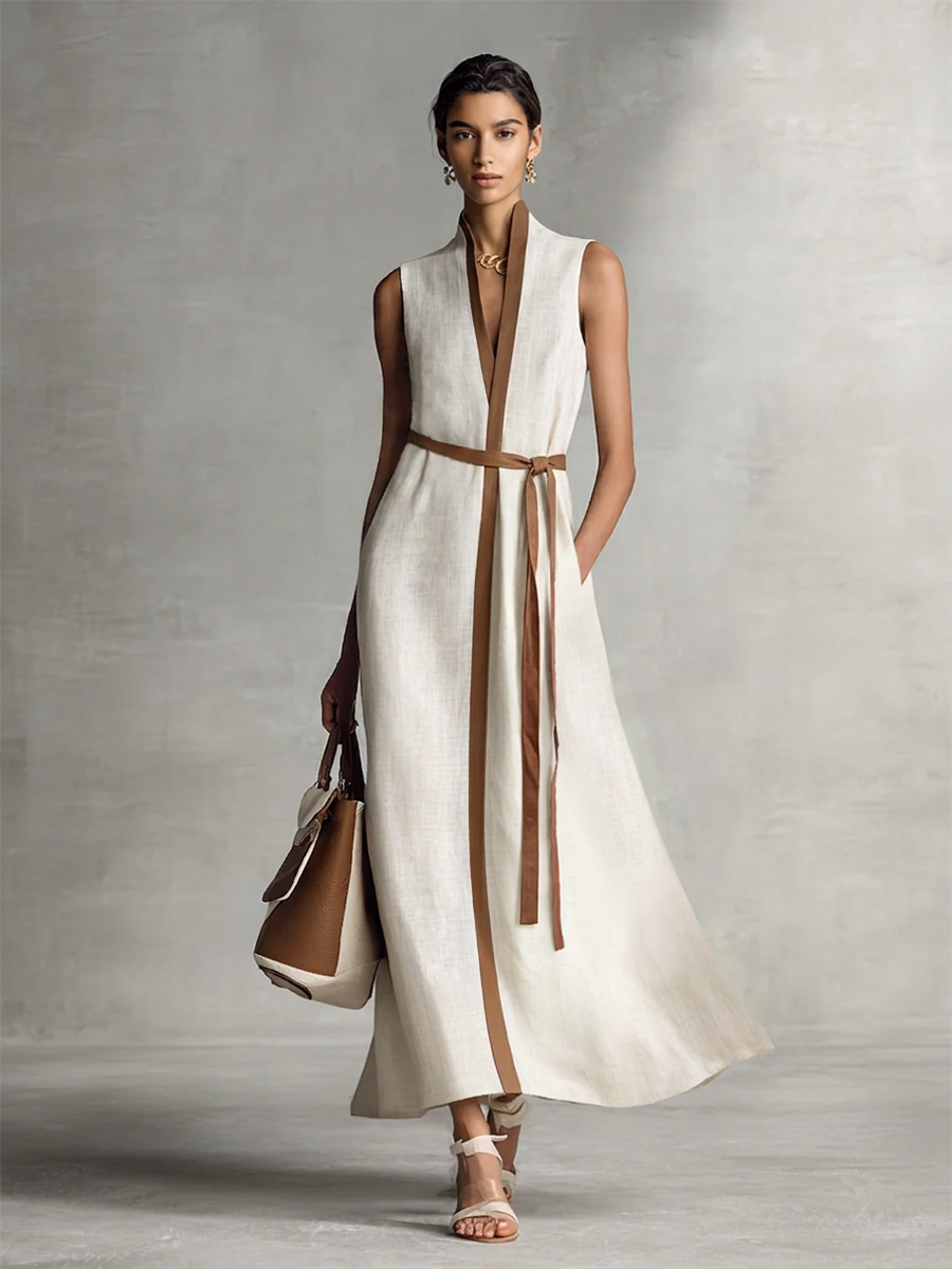 Anna-Berg | Linen V-Neck Dress