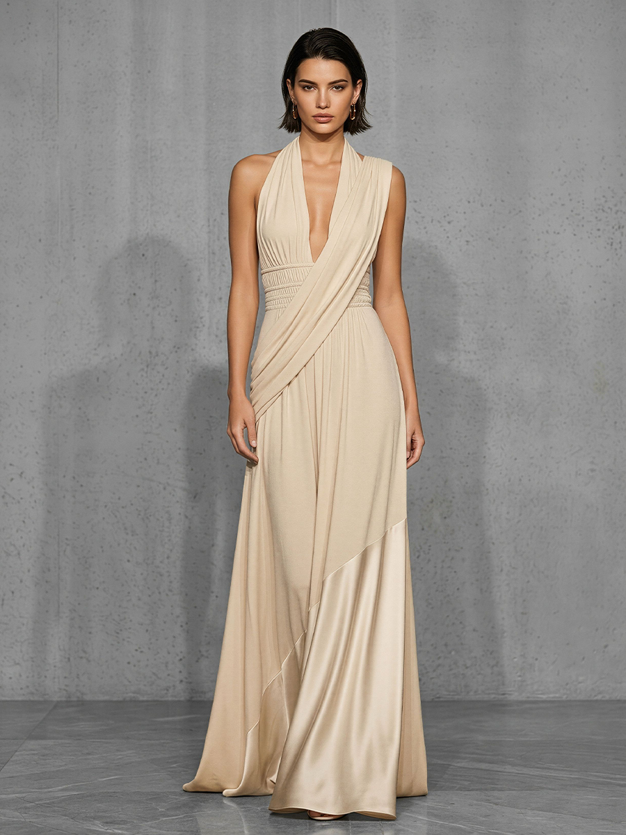 Anna-Berg | Nude Satin Evening Dress