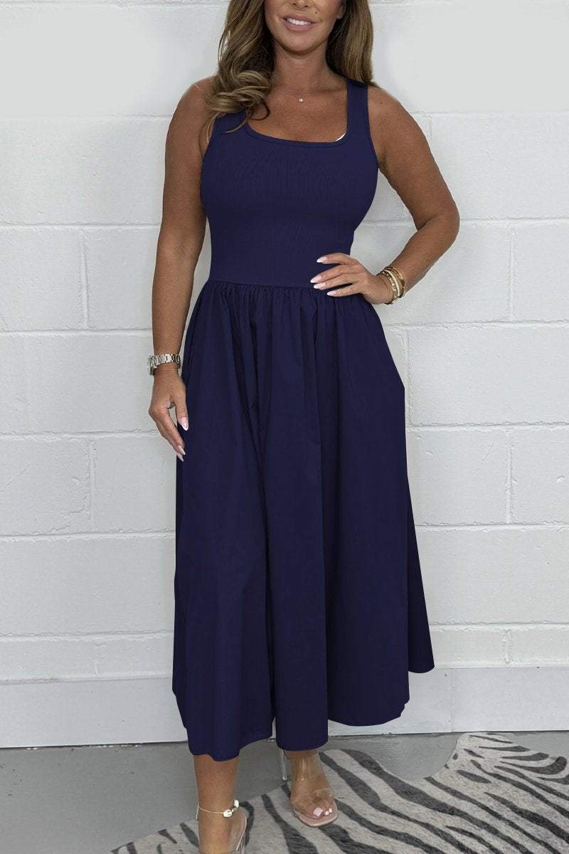 Anna-Berg | Stylish Sleeveless A-Line Dress With Square Neckline