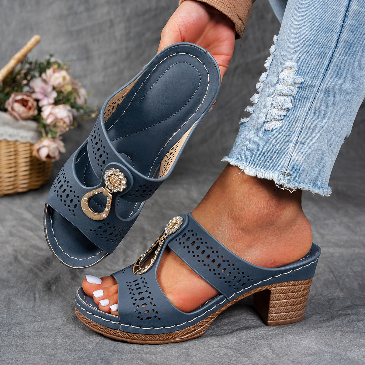 Anna-Berg | Timeless Orthopedic Rhinestone Flat Sandals