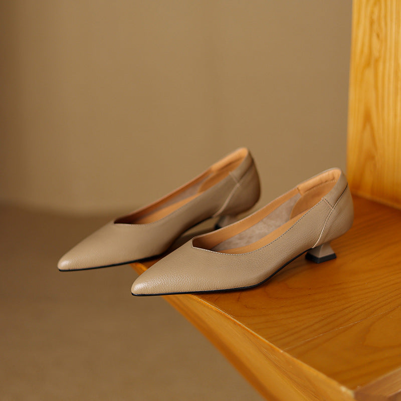 Anna-Berg | Black Pointed Toe Leather Heels