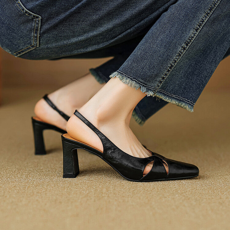 Anna-Berg | Genuine Leather Slingback Heels