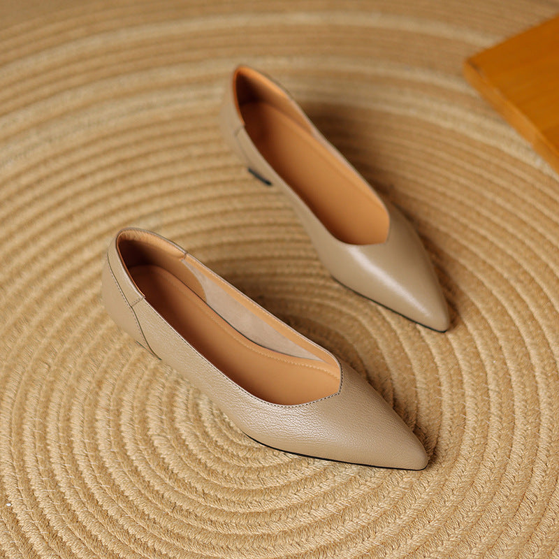Anna-Berg | Black Pointed Toe Leather Heels