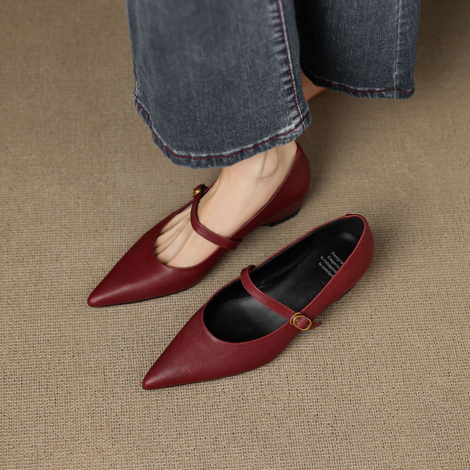Anna-Berg | Black Pointed Toe Leather Heels
