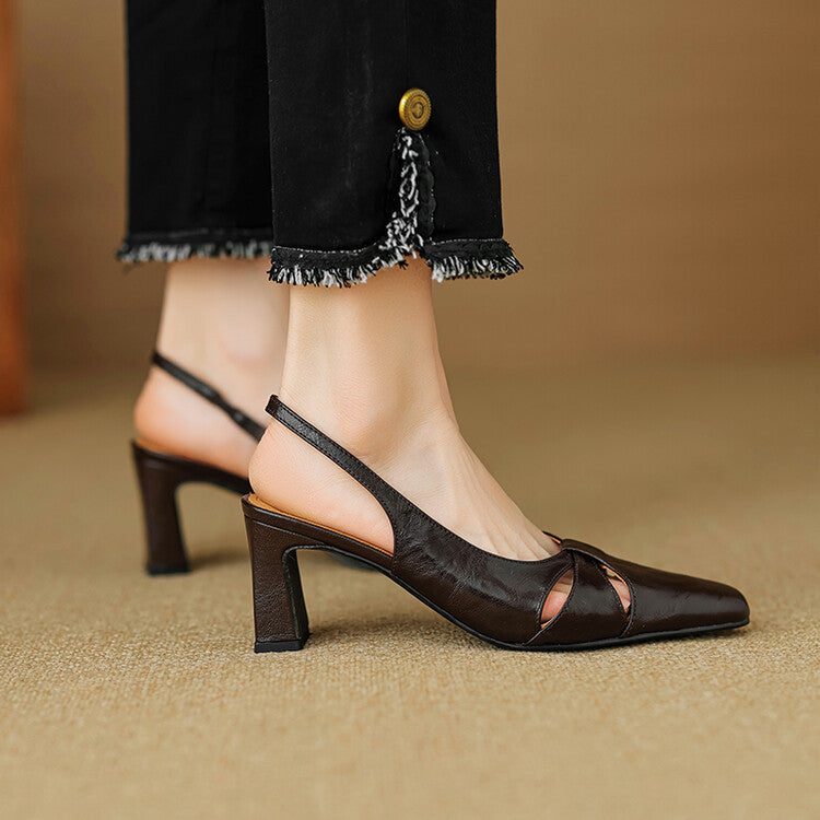 Anna-Berg | Genuine Leather Slingback Heels