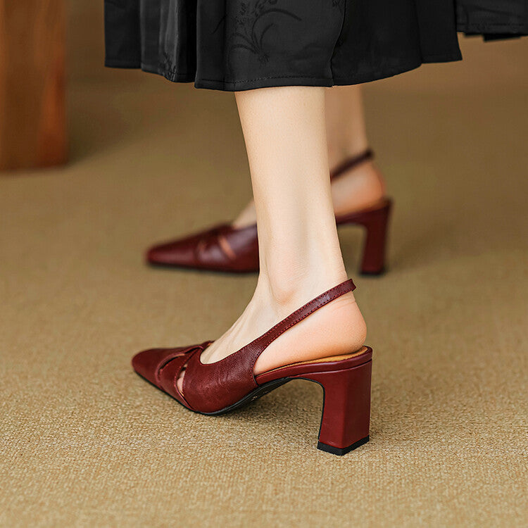 Anna-Berg | Genuine Leather Slingback Heels