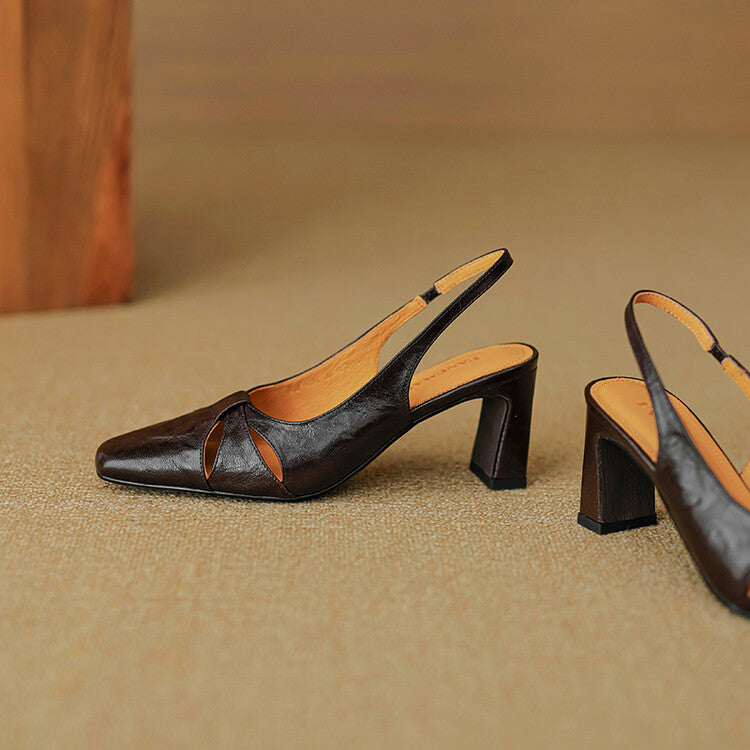 Anna-Berg | Genuine Leather Slingback Heels